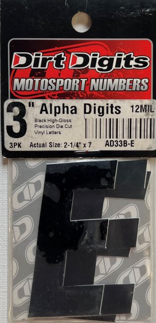 Alpha Digits "E", 3" Black, 3/Pack, 12 mil