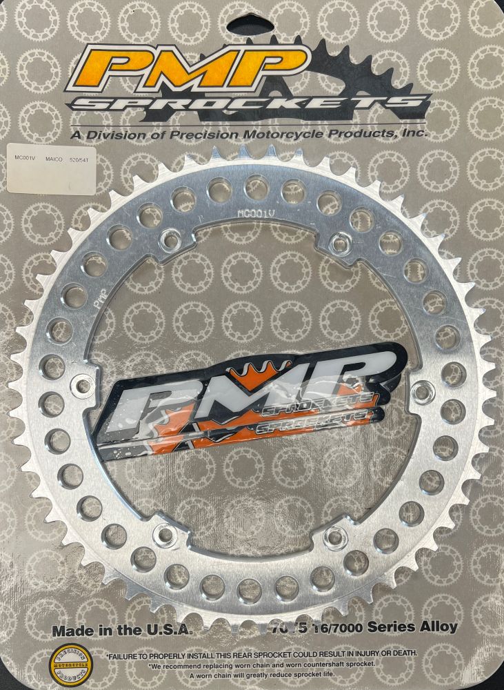 Sprocket, Rear, Maico Pre-1980, 54T 7075 T6/7000 Alloy 8MM Bolt Holes (Counterbore)